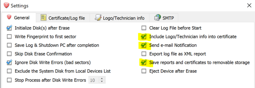 Launch the Active@ KillDisk program and go into settings