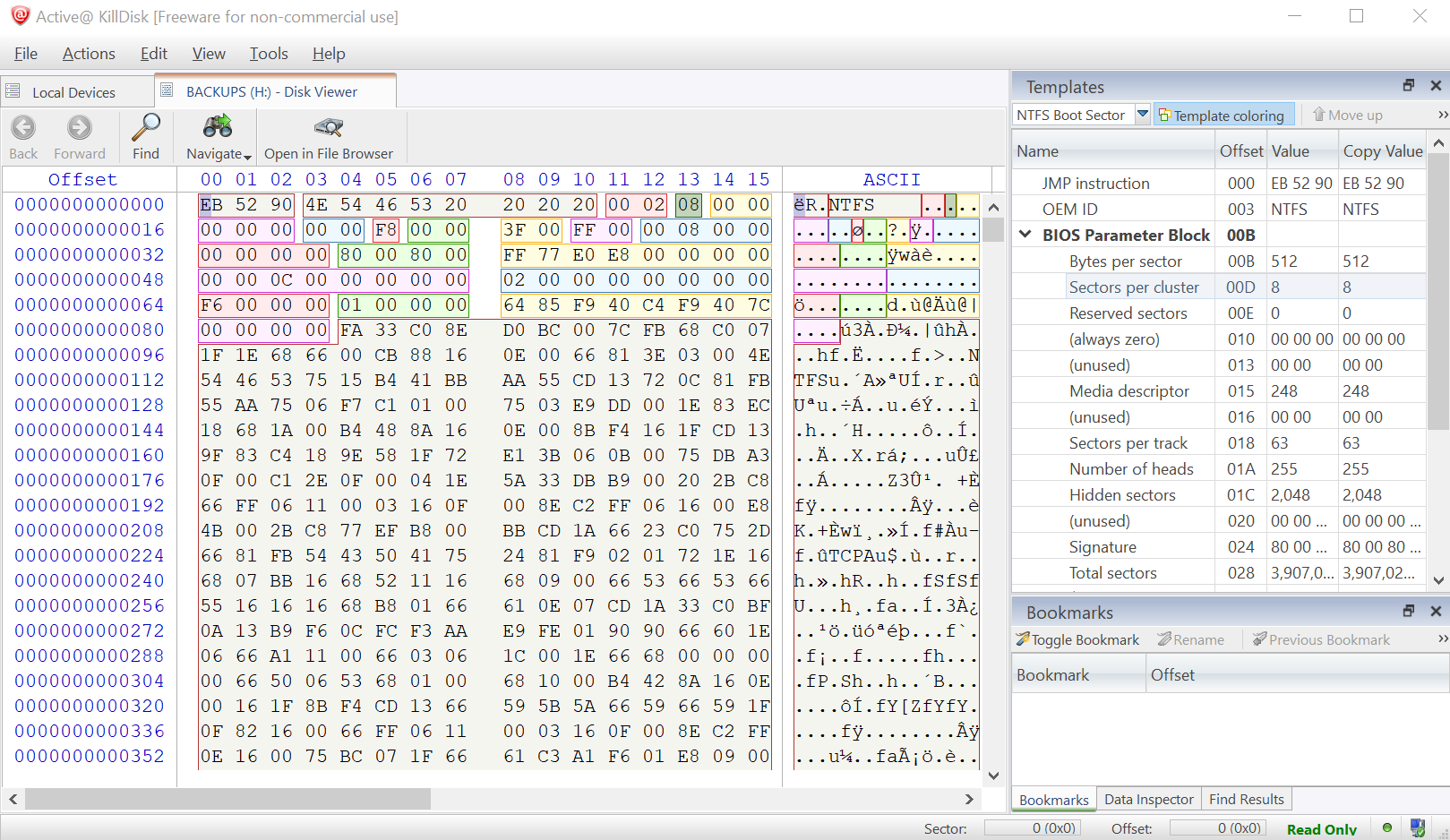 Active@ KillDisk Windows. Erasing Data from Hard Disk. Data Viewer.