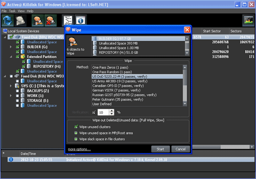 Erase Hard Disk. Wipe Free Disk Space