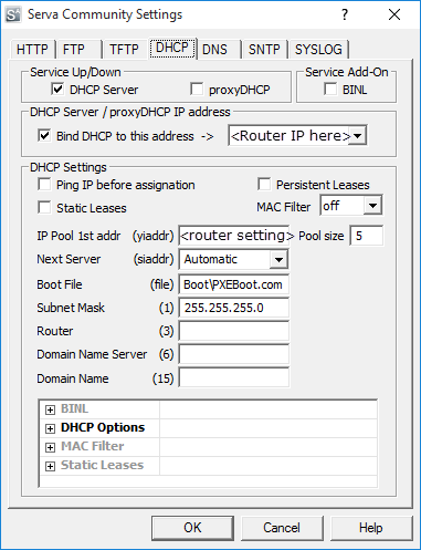 Configure your DHCP settings